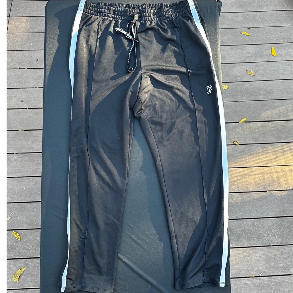 PINK Track Pants Women XL Black Good Side Stripe Pintuck Active Joggers